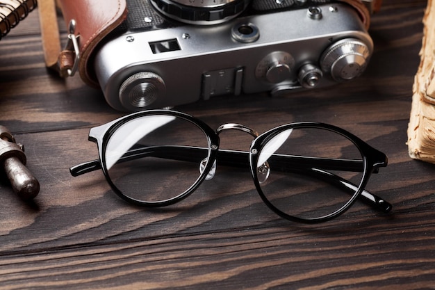 Photo retro table with vintage items