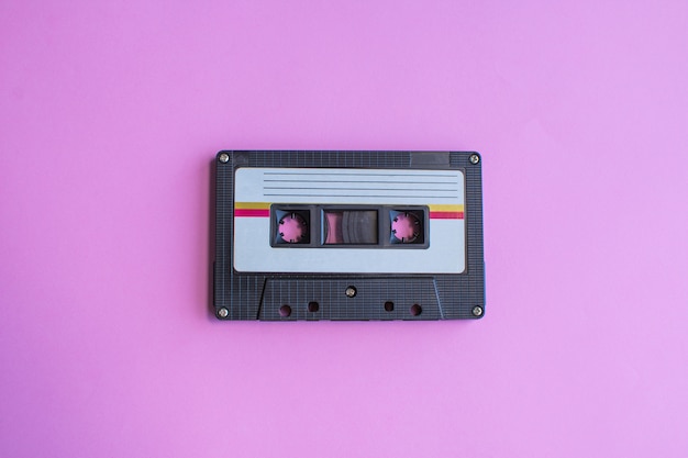 Retro of tape cassette on purple