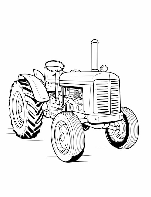 Photo retro tractor fun simple flat vector coloring pages for toddlers