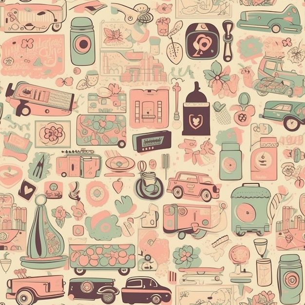 Retro Travel Delights Vintage patronen en nostalgische illustraties