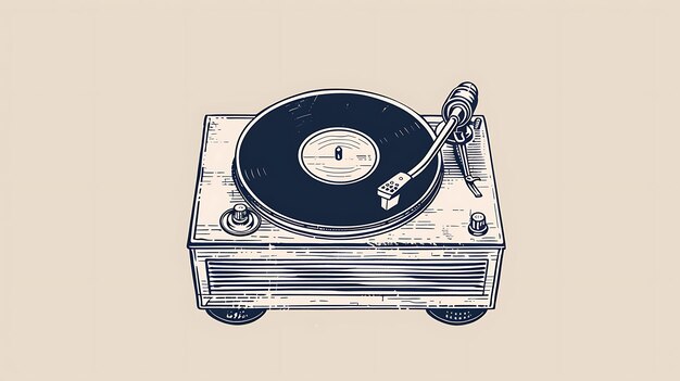 Photo retro turntable record player vintage music player vector illustration