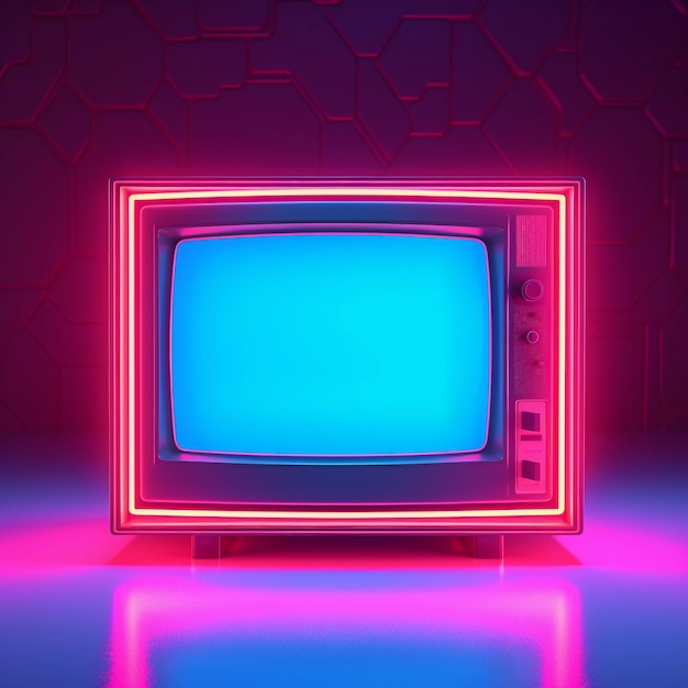 Retro tv cyberpunk stijl levendige neon kleuren
