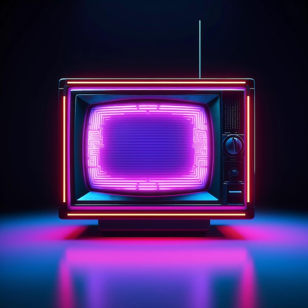 Retro tv cyberpunk style vivid neon colors