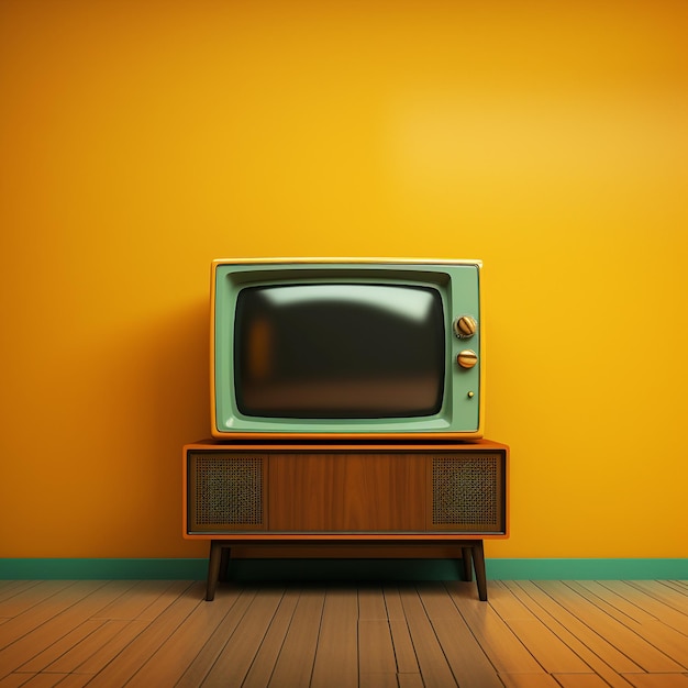 Premium AI Image | Retro tv indoors background yellow