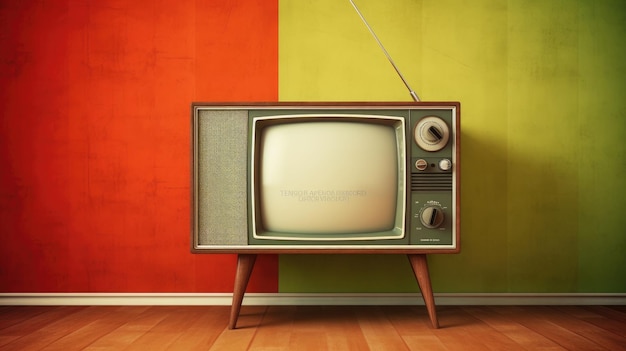 Retro tv mockup HD 8K behang Stock fotografische afbeelding