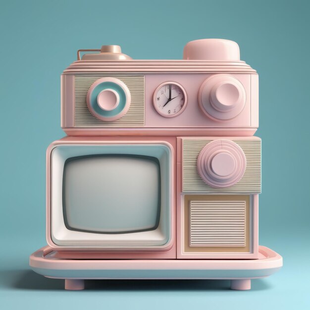 retro tv on pastel pink color background 3D illustration retro tv on pastel pink color backgro