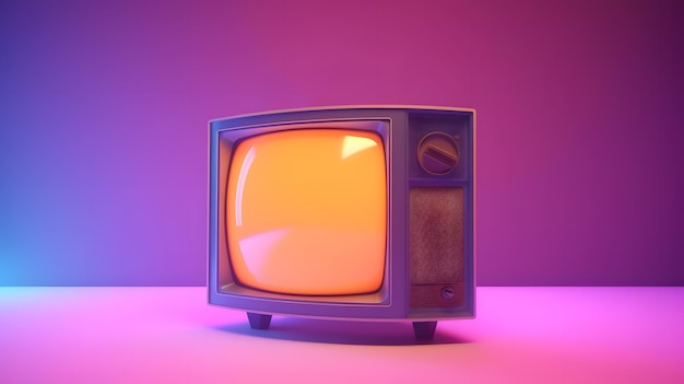 Retro TV receiver colorful illustration Generative AI