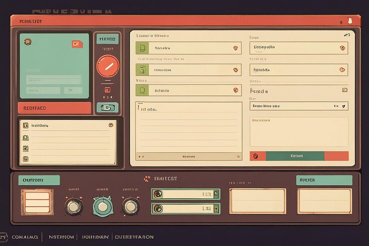 Photo retro user interface with window box and folders