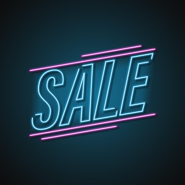 Retro verkoop neon teken of banner. Vector illustratie.