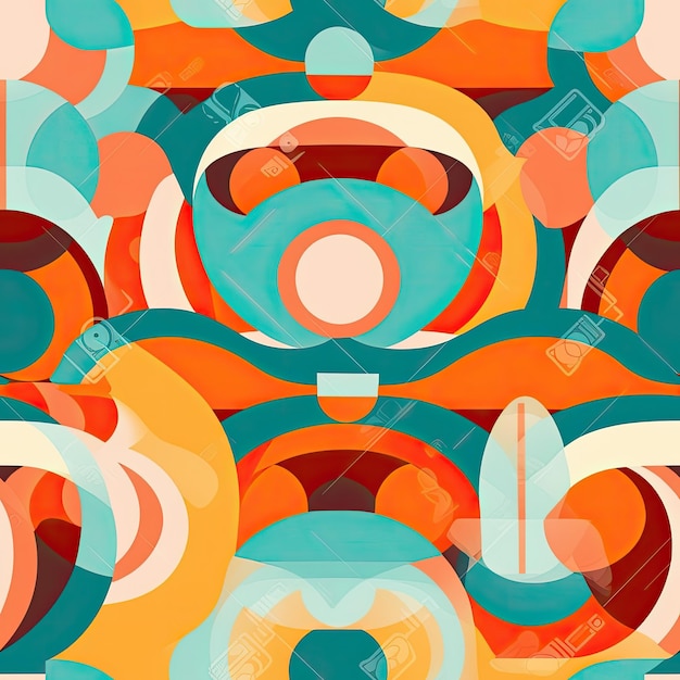 Retro vibes fun and vibrant patterns reminiscent of retro designs from the 60s or 70s vector art ai generated