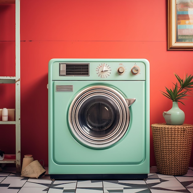레트로 바이브스 (Retro Vibes) 는 빈티지에서 영감을 받은 세탁기 사진을 찍습니다.
