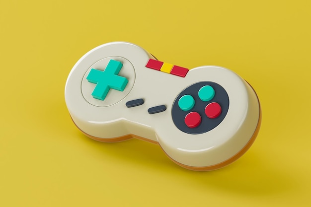 レトロビデオゲーム ジョイスティック コントローラー 3D レンダリング