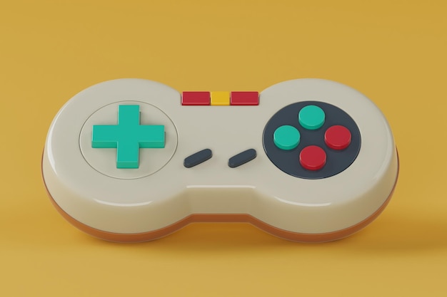 Retro Video Game Joystick Controller 3d Rendering