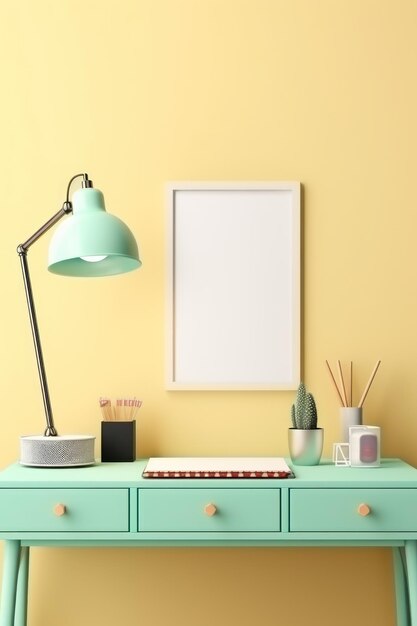 Retro vintage bureau met oude lamp.