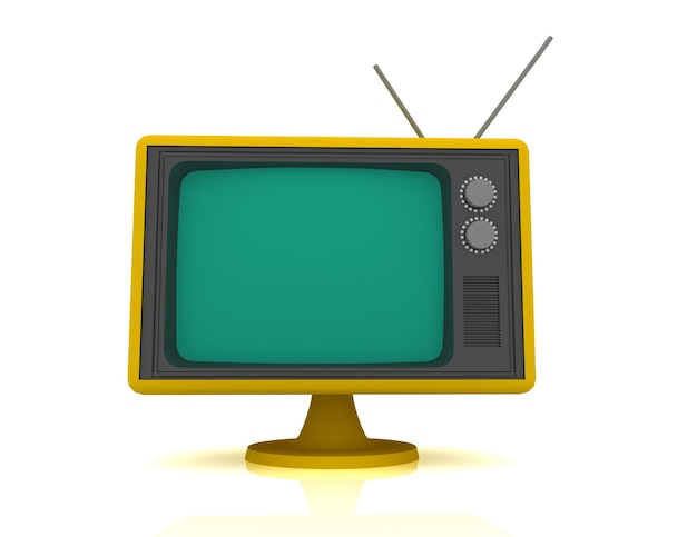 Photo retro vintage tv on white background.