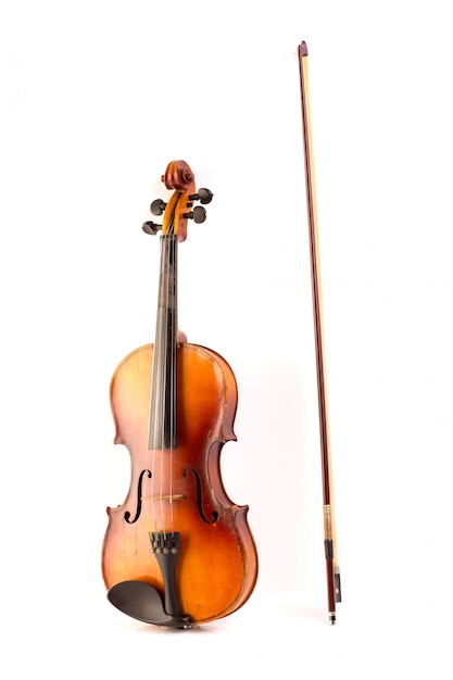 Foto vintage retrò violino isolato su bianco