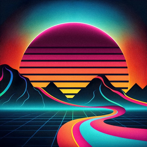 Retro wave blizzard disco cool groove illustratie korrelige textuur