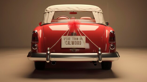 Photo retro wedding car with just married sign