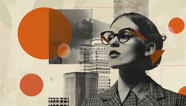 Retro woman collage art