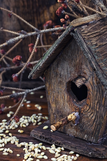 Retro wooden birdhouse