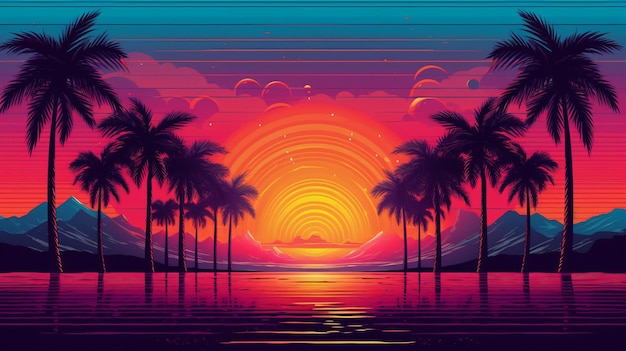 retro zonsondergang