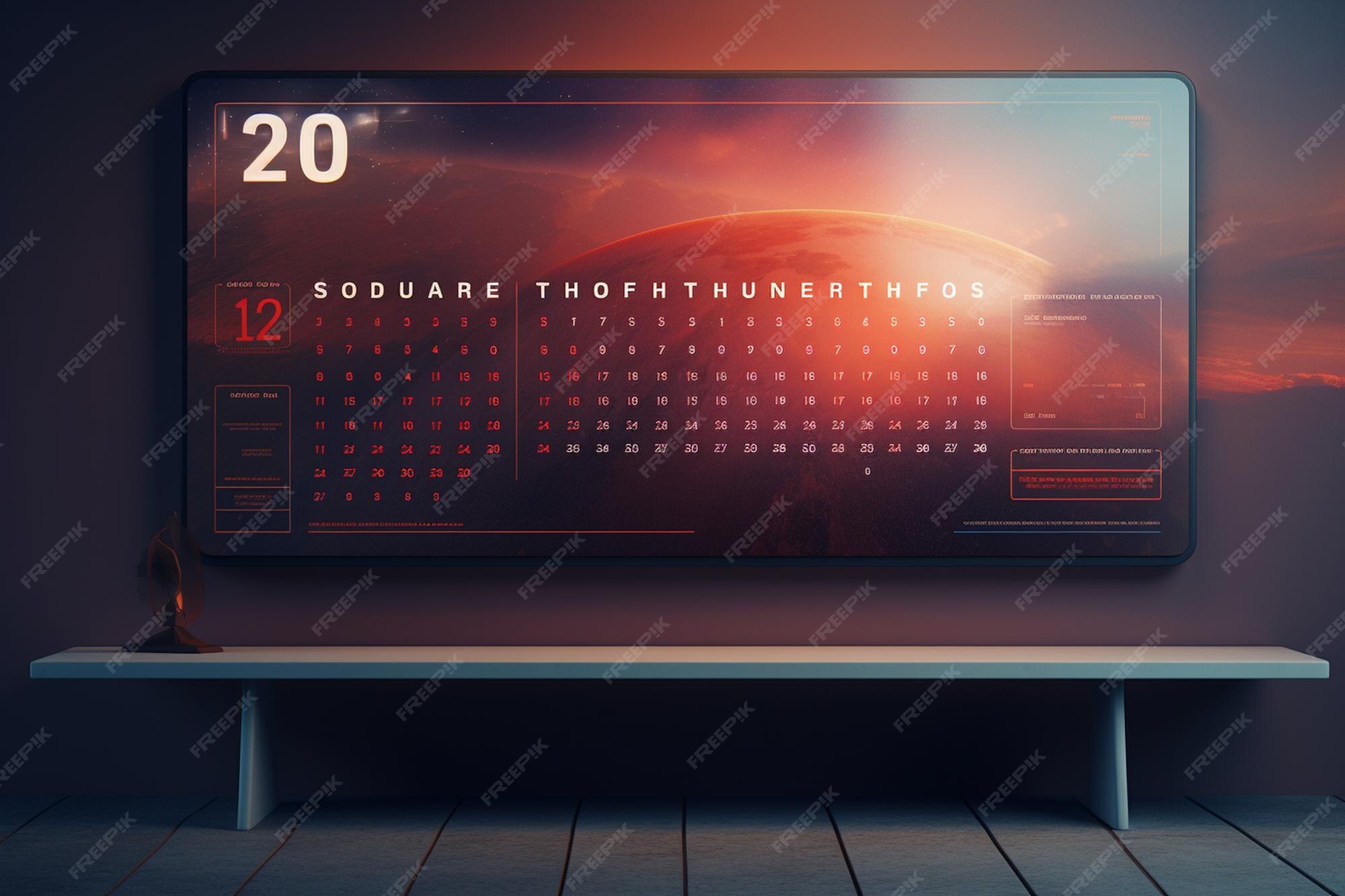 Premium AI Image Retrofuturistic 2024 calendar layouts merging vint