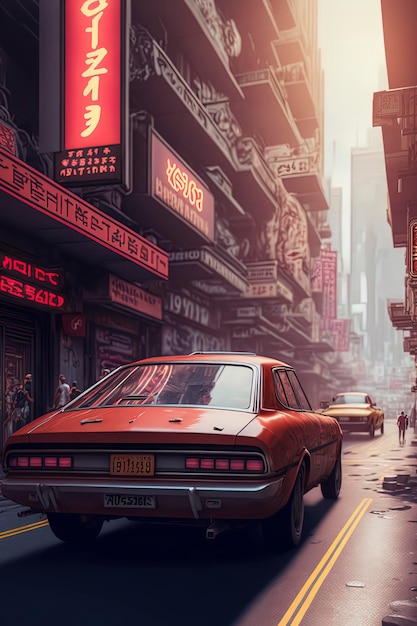 Retrofuturistic Hong Kong city AIGenerated