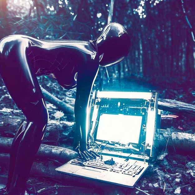 Retrofuturistic Reclamation The Enigmatic Act of a Cyborg Woman in the Forest