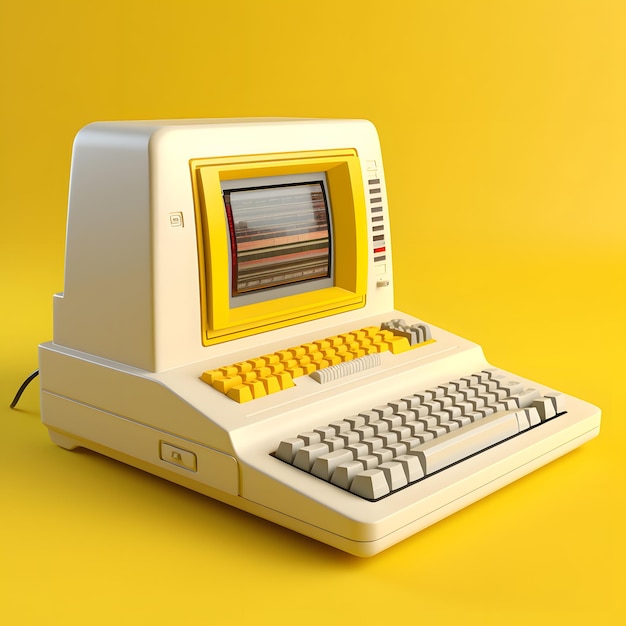 Retrofuturistic yellow and white computer