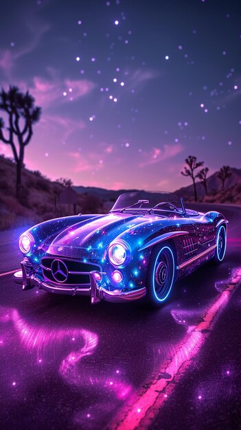 Photo a retroinspired flying car swirling wallpaper