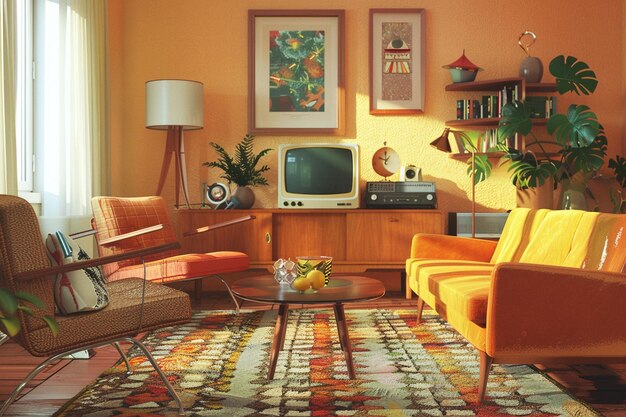 Photo retroinspired lounges with midcentury modern furni