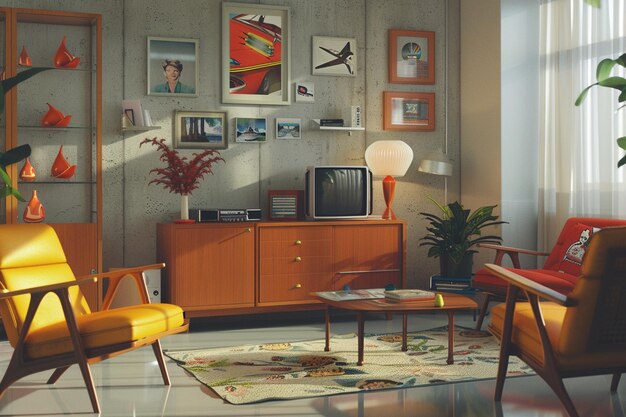 Retroinspired lounges with midcentury modern furni