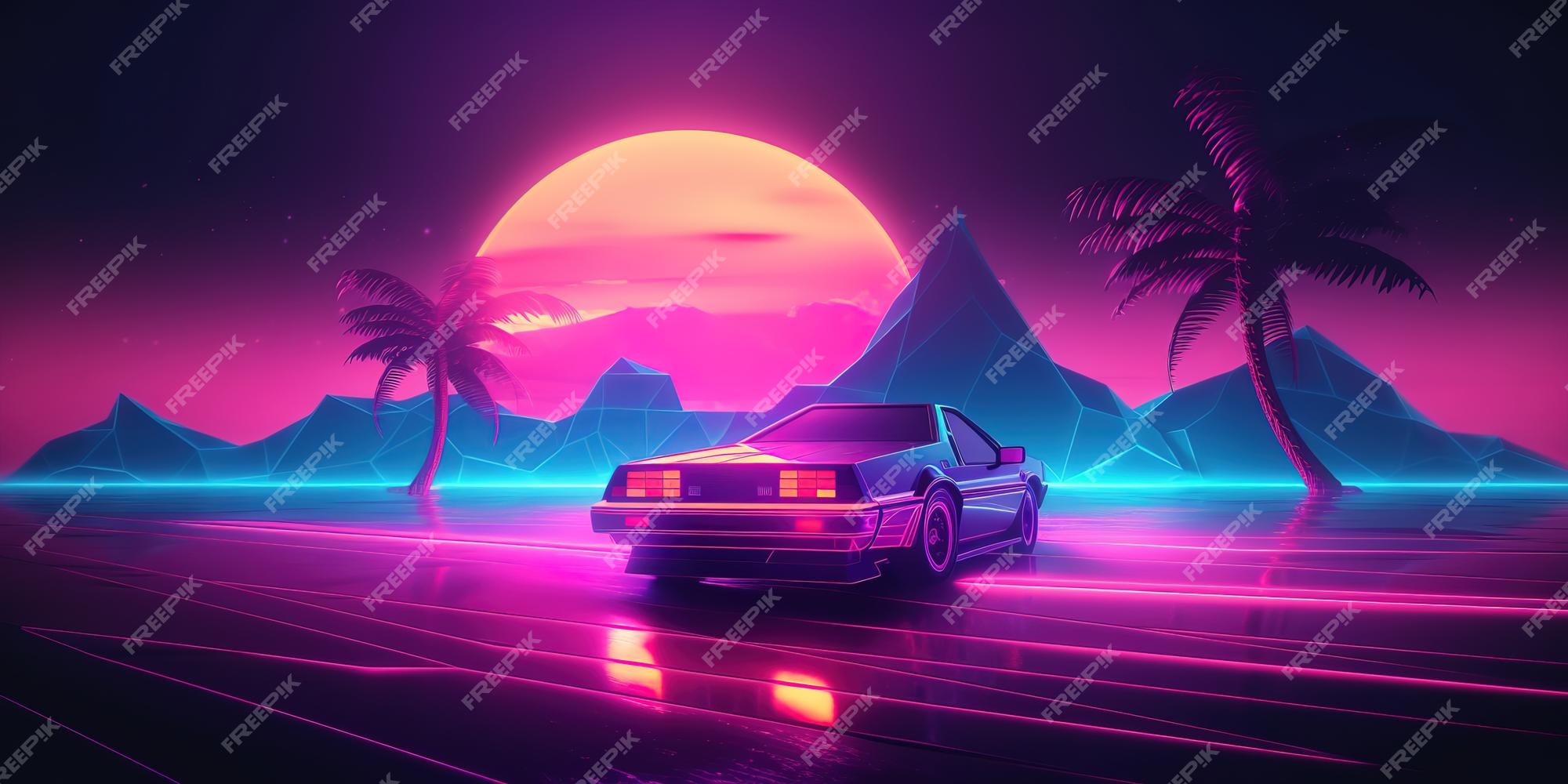 Retro Car Aesthetic Sunset Wallpaper 4K for PC