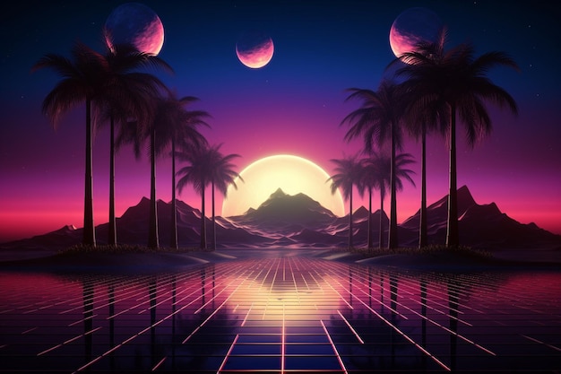 Foto retroinspired synthwave retrowave wallpaper che eleverà l'aspetto dei tuoi dispositivi