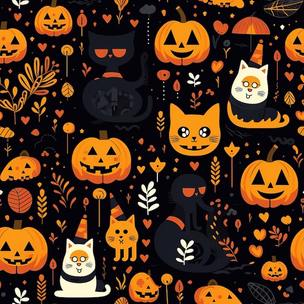 RetroInspired Vibrant Halloween Seamless Pattern