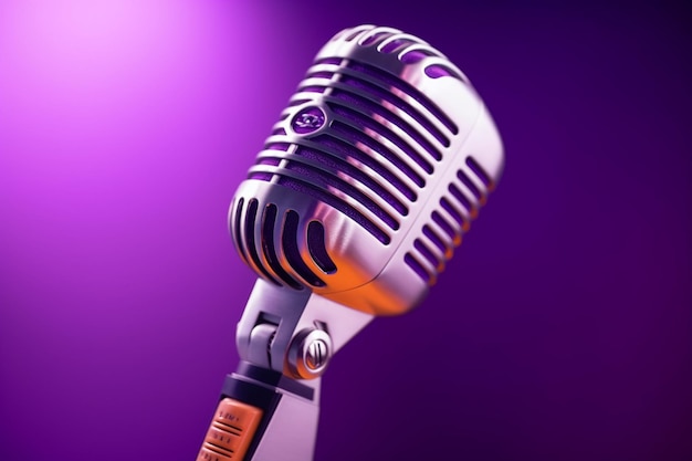 Retrostyle microphone on a vibrant purple backdrop