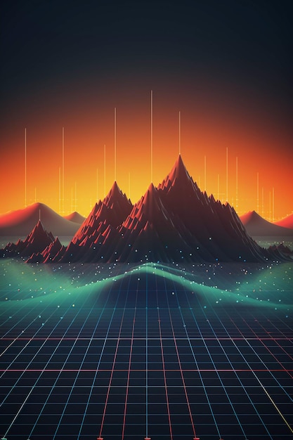 Retrowave Dreamscape Surrealistic Background in Poster Art AI Generated