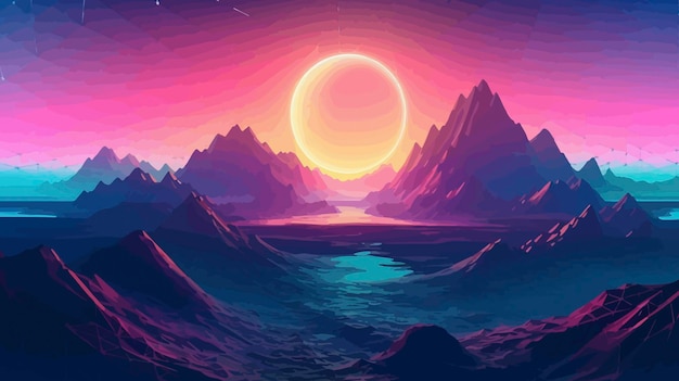 Retrowave Reverie VintageAI が生成したシンセウェーブの背景