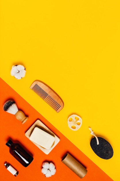 reusable accessories on color background