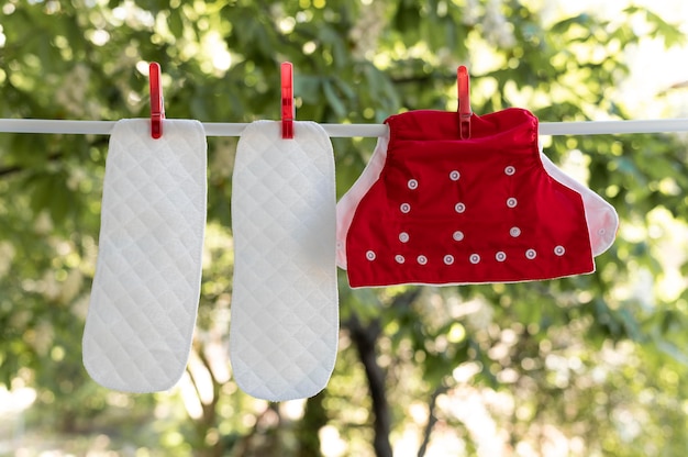 Photo reusable diaper on wire