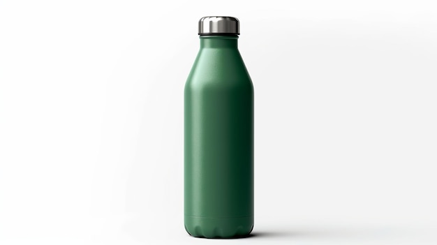 A reusable green metal water bottle isolated on a white background Generative ai