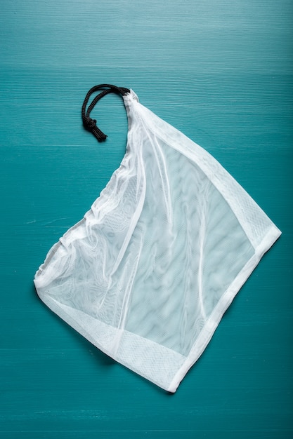 Reusable mesh nylon bag, plastic free zero waste concept