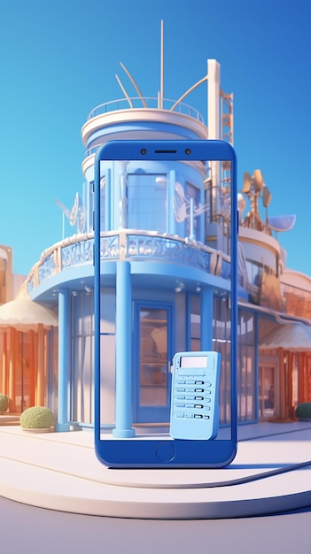 Reusachtige telefoon in 3D-scene