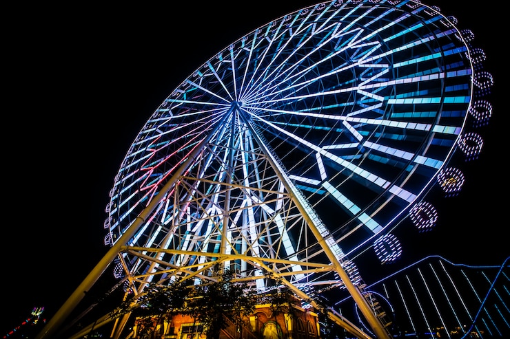 Foto reuzenrad bij pretpark