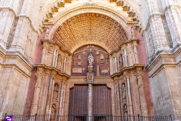 Foto godetevi le affascinanti vedute della cattedrale di maiorca, dove il design gotico incontra la bellezza delle baleari in un'antica danza di pietra e storia