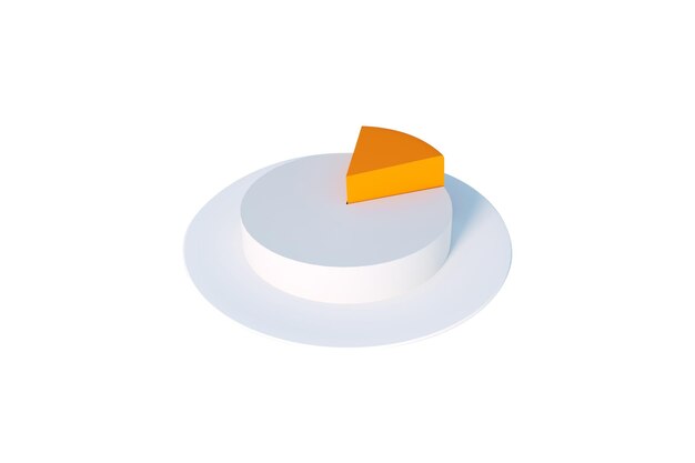 Photo revenue 3d rendering orange piece of pie chart isolated on white background