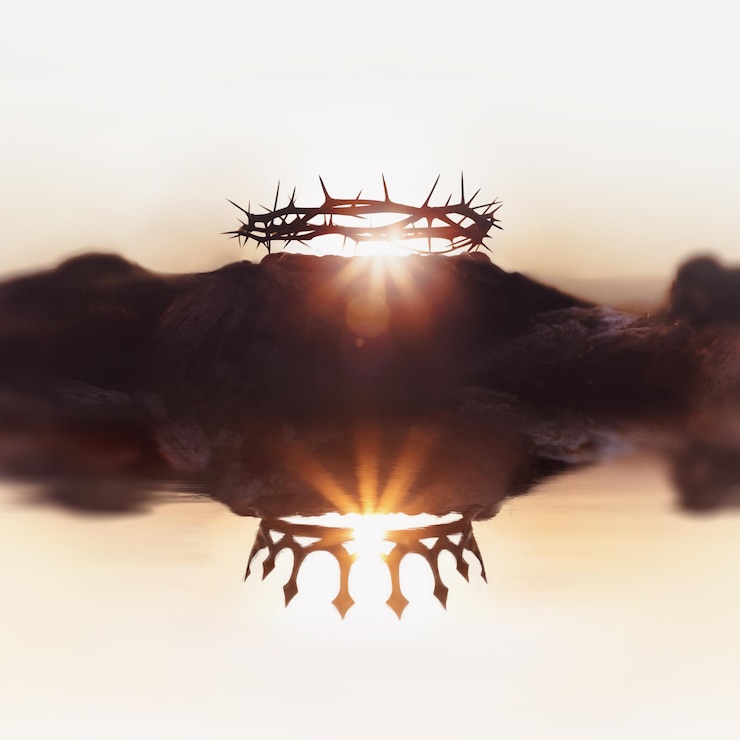 Photo the reversal of the crown of thorns and the crownthe death of jesus the background of passion week