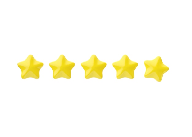 Review d render icon five star customer positive rate award\
experience service cartoon illustration