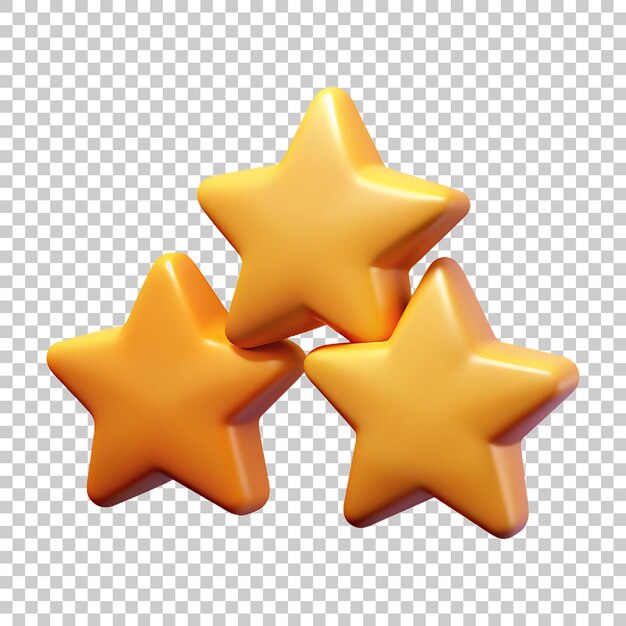 Review Stars PNG Icon 3D with Transparent Background