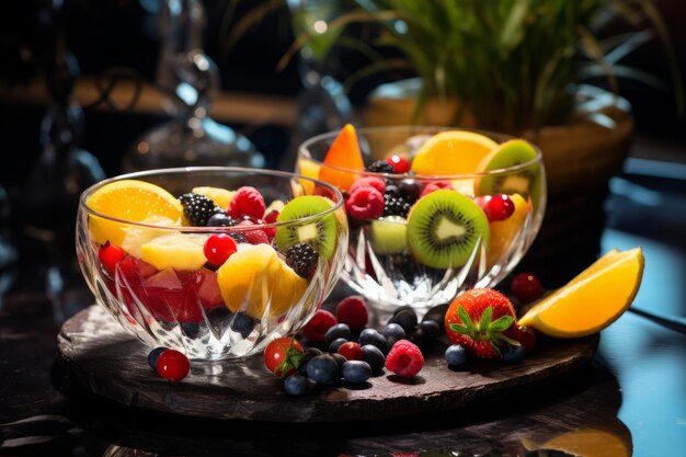 Revitalizing Refreshment Exquisite Fresh Fruits in Crystal Clear Bowls AR 32